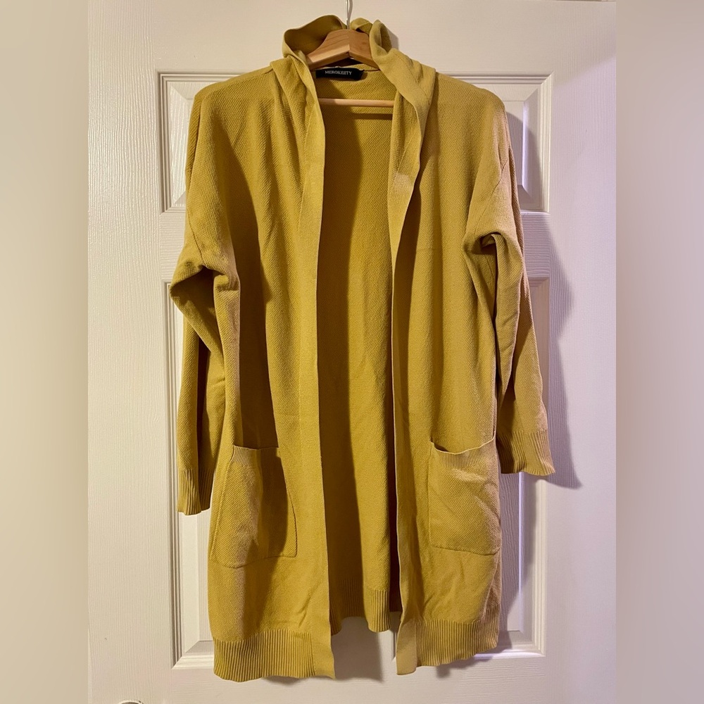 Merokeety Long Sleeve Open Front Hood Cardigan